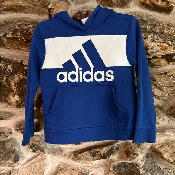 Boys adidas Blue Hooded Sweatshirt - Picture 1 of 1